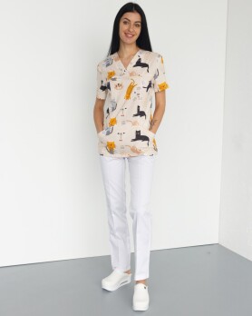 Медичний костюм із принтом жіночий Топаз Кішки білий/бежевий 138-324-644 (6613346) Медичний костюм із принтом жіночий Топаз Кішки білий/бежевий 138-324-644 (6613346) фото 2
