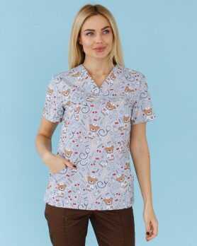 Медицинский костюм с принтом женский Топаз Bear gray/brown 138-373-558 (6613254) Медицинский костюм с принтом женский Топаз Bear gray/brown 138-373-558 (6613254) фото 6