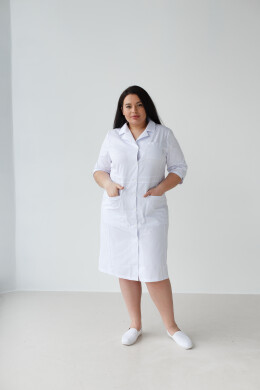 Медицинский халат женский Софи белый +SIZE 306-324-677 (6625318) Медицинский халат женский Софи белый +SIZE 306-324-677 (6625318) фото 3