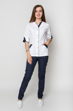 Christina+Br. skinny suit. COTTON. White / navy blue (5410107) Christina+Br. skinny suit. COTTON. White / navy blue (5410107) фото 1