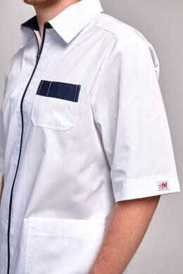 Ethan suit, men's medical. White / dark blue (544832) Ethan suit, men's medical. White / dark blue (544832) фото 4