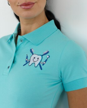Медицинское поло женское ментол с вышивкой Зубик 147-441-636 (6613407) Медицинское поло женское ментол с вышивкой Зубик 147-441-636 (6613407) фото 4