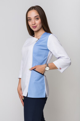 Медицинский костюм Лилия + Бр. зауженные. COTTON. Белый + голубой / темно-синий (5411155) Медицинский костюм Лилия + Бр. зауженные. COTTON. Белый + голубой / темно-синий (5411155) фото 12