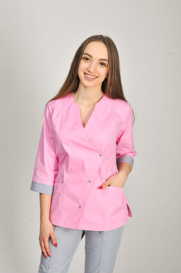 Костюм медицинский Стрелка+ Бр. зауженные. COTTON. Розовый / дым (544676) Костюм медицинский Стрелка+ Бр. зауженные. COTTON. Розовый / дым (544676) фото 2
