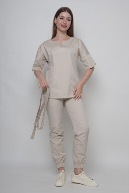 Костюм медицинский женский Рио с джоггерами. Крем. COTTON (5436909) Костюм медицинский женский Рио с джоггерами. Крем. COTTON (5436909) фото 2