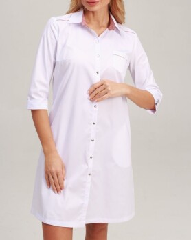 Medical gown women's Manhattan white with ash pink 157-481-679 (6613599) Medical gown women's Manhattan white with ash pink 157-481-679 (6613599) фото 3