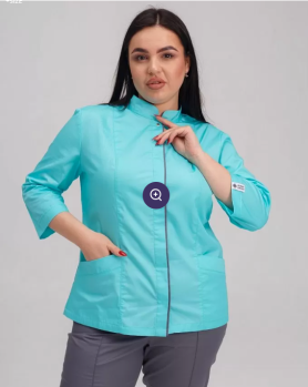 Медицинская рубашка женская Сакура мятный-серый  184-356-679 / 311-356-679 (6613504) Медицинская рубашка женская Сакура мятный-серый  184-356-679 / 311-356-679 (6613504) фото 5