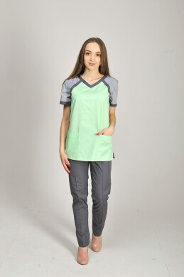 Костюм медицинский Колибри+ Бр. зауженные. COTTON. Салат / дым / асфальт (544654) Костюм медицинский Колибри+ Бр. зауженные. COTTON. Салат / дым / асфальт (544654) фото 1