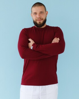 Медицинский лонгслив мужской бордовый 357-349-716 (6613775) Медицинский лонгслив мужской бордовый 357-349-716 (6613775) фото 1