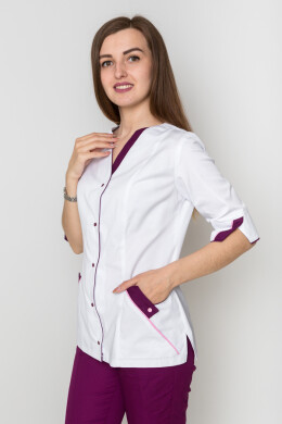 Костюм медицинский Кристина+Бр. зауженные. COTTON. Белый / баклажан (5410101) Костюм медицинский Кристина+Бр. зауженные. COTTON. Белый / баклажан (5410101) фото 9