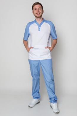 Medical suit for men Practitioner. White / blue (5410018) Medical suit for men Practitioner. White / blue (5410018) фото 1