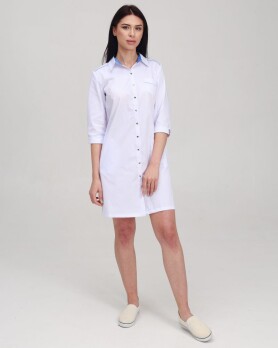 Medical gown women's Manhattan white-blue 157-372-679 (6613596) Medical gown women's Manhattan white-blue 157-372-679 (6613596) фото 5