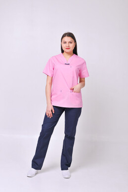 Костюм медицинский Саманта+Бр. прямые. COTTON. Розовый / темно-синий (544642) Костюм медицинский Саманта+Бр. прямые. COTTON. Розовый / темно-синий (544642) фото 1