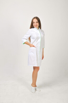 Халат медицинский Сакура. COTTON. Белый + салат (отделка) (544793) Халат медицинский Сакура. COTTON. Белый + салат (отделка) (544793) фото 1