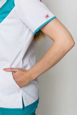 Медицинский костюм Айс+Бр. зауженные. COTTON. Белый + карибы + ментол / карибы (5410054) Медицинский костюм Айс+Бр. зауженные. COTTON. Белый + карибы + ментол / карибы (5410054) фото 12