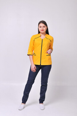 Костюм медицинский Жасмин+ Бр. зауженные. COTTON. Желтый / темно-синий (544634) Костюм медицинский Жасмин+ Бр. зауженные. COTTON. Желтый / темно-синий (544634) фото 1