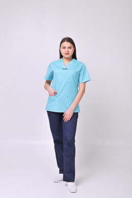 Костюм медицинский Саманта+Бр. прямые. COTTON. Ментол / темно-синий (544641) Костюм медицинский Саманта+Бр. прямые. COTTON. Ментол / темно-синий (544641) фото 2