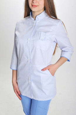 Костюм медицинский Рубина+ Бр. зауженные. COTTON. Белый / голубой (544704) фото 5