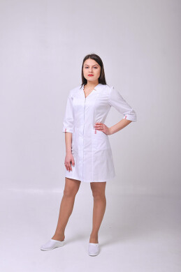 Isabella dressing gown. COTTON. White + red (trim) (544772) Isabella dressing gown. COTTON. White + red (trim) (544772) фото 1