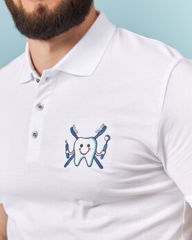 Medical polo men's white embroidered Zubik 148-324-636 (6613750) Medical polo men's white embroidered Zubik 148-324-636 (6613750) фото 2