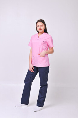 Костюм медицинский Саманта+Бр. прямые. COTTON. Розовый / темно-синий (544642) Костюм медицинский Саманта+Бр. прямые. COTTON. Розовый / темно-синий (544642) фото 2