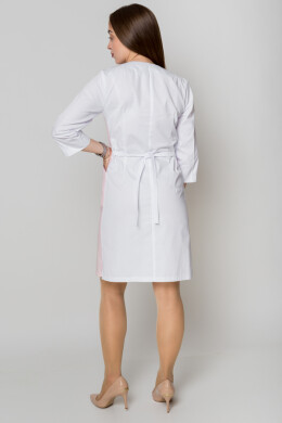 Женский медицинский халат Лилия. COTTON. Белый + розовый + пепельная роза (кант) (5411152) Женский медицинский халат Лилия. COTTON. Белый + розовый + пепельная роза (кант) (5411152) фото 4
