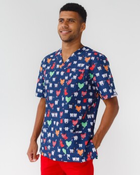 Медицинский костюм с принтом мужской Гранит Teeth red/blue 131-343-624 (6613675) Медицинский костюм с принтом мужской Гранит Teeth red/blue 131-343-624 (6613675) фото 2