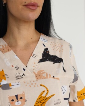 Медичний костюм із принтом жіночий Топаз Кішки білий/бежевий 138-324-644 (6613346) Медичний костюм із принтом жіночий Топаз Кішки білий/бежевий 138-324-644 (6613346) фото 5