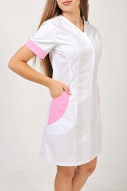 Халат медицинский Гармония. COTTON. Белый + розовый (отделка) (544796) Халат медицинский Гармония. COTTON. Белый + розовый (отделка) (544796) фото 2