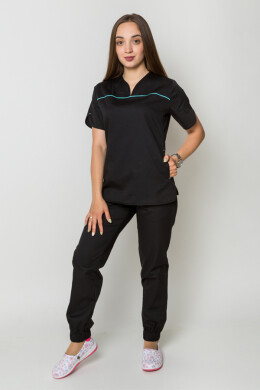 Костюм медицинский черный Батерфляй с джоггерами. COTTON (5410071) Костюм медицинский черный Батерфляй с джоггерами. COTTON (5410071) фото 14