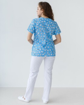 Медицинский костюм с принтом женский Топаз Dentist blue/white 137-324-776 (6613278) Медицинский костюм с принтом женский Топаз Dentist blue/white 137-324-776 (6613278) фото 2