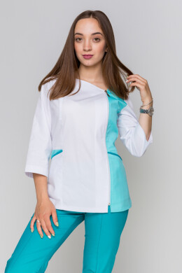 Костюм медицинский Лилия+ Бр. зауженные. COTTON. Белый + ментол / карибы (5411162) Костюм медицинский Лилия+ Бр. зауженные. COTTON. Белый + ментол / карибы (5411162) фото 11