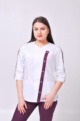 Костюм медицинский Клеопатра+ Бр. зауженные. COTTON. Белый / баклажан (544636) Костюм медицинский Клеопатра+ Бр. зауженные. COTTON. Белый / баклажан (544636) фото 2