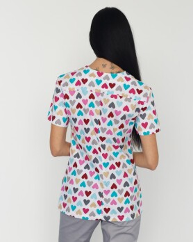 Medical Women's Shirt Topaz Print Hearts White 126-484-705 (6613534) Medical Women's Shirt Topaz Print Hearts White 126-484-705 (6613534) фото 3