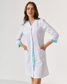 Medical gown women's Olivia buttoned white-menthol 159-464-677 (6613593) Medical gown women's Olivia buttoned white-menthol 159-464-677 (6613593) фото 10