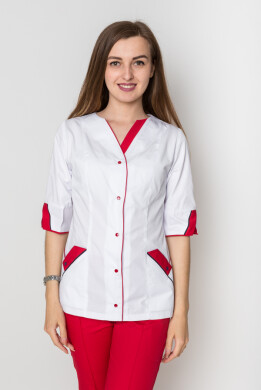 Костюм медицинский женский Кристина+Бр. зауженные. COTTON. Белый / красный (5410104) Костюм медицинский женский Кристина+Бр. зауженные. COTTON. Белый / красный (5410104) фото 14