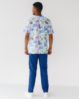 Медицинский костюм с принтом мужской Гранит Динозавры синий/белый 131-322-859 (6613727) Медицинский костюм с принтом мужской Гранит Динозавры синий/белый 131-322-859 (6613727) фото 2