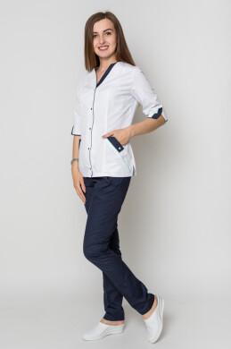 Christina+Br. skinny suit. COTTON. White / navy blue (5410107) Christina+Br. skinny suit. COTTON. White / navy blue (5410107) фото 10