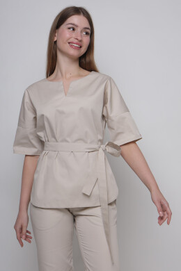 Костюм медицинский женский Рио с джоггерами. Крем. COTTON (5436909) Костюм медицинский женский Рио с джоггерами. Крем. COTTON (5436909) фото 3