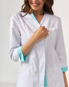 Medical gown women's Olivia buttoned white-menthol 159-464-677 (6613593) Medical gown women's Olivia buttoned white-menthol 159-464-677 (6613593) фото 5