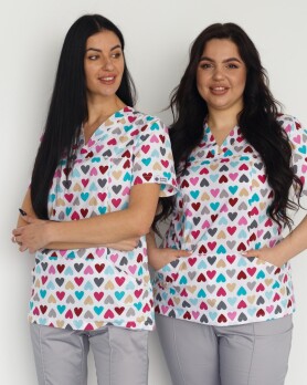 Medical Women's Shirt Topaz Print Hearts White 126-484-705 (6613534) Medical Women's Shirt Topaz Print Hearts White 126-484-705 (6613534) фото 1