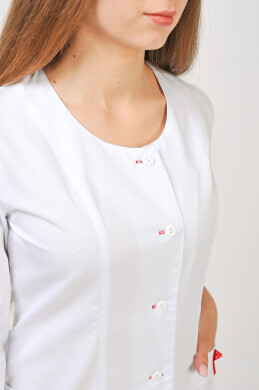 Халат медицинский Бьюти. COTTON. Белый с красным / пуговица (544799) Халат медицинский Бьюти. COTTON. Белый с красным / пуговица (544799) фото 3