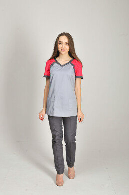 Костюм медичний Колібрі+ Бр. завужені. COTTON. Дим / корал / асфальт (544650) Костюм медичний Колібрі+ Бр. завужені. COTTON. Дим / корал / асфальт (544650) фото 1