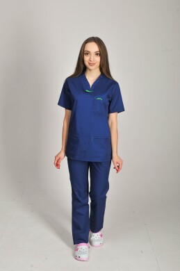Костюм медичний Саманта+Бр. прямі. COTTON. Темно-синій із зеленим (оздоблення) (544643) фото 1