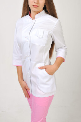 Костюм медицинский Рубина+ Бр. зауженные. COTTON. Белый / розовый (544694) Костюм медицинский Рубина+ Бр. зауженные. COTTON. Белый / розовый (544694) фото 2