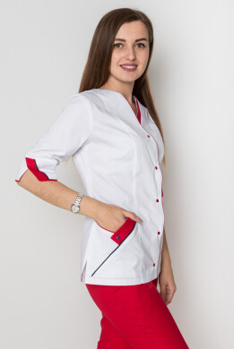 Костюм медицинский женский Кристина+Бр. зауженные. COTTON. Белый / красный (5410104) Костюм медицинский женский Кристина+Бр. зауженные. COTTON. Белый / красный (5410104) фото 12
