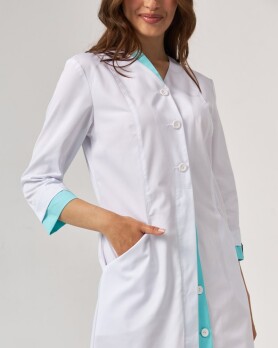Medical gown women's Olivia buttoned white-menthol 159-464-677 (6613593) Medical gown women's Olivia buttoned white-menthol 159-464-677 (6613593) фото 7