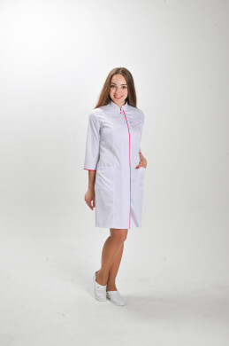 Халат медицинский Сакура. COTTON. Белый + малина (отделка) (544794) Халат медицинский Сакура. COTTON. Белый + малина (отделка) (544794) фото 2