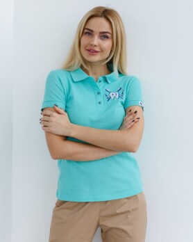 Медицинское поло женское светло-бирюзовое с вышивкой Зубик 147-426-636 (6613403) Медицинское поло женское светло-бирюзовое с вышивкой Зубик 147-426-636 (6613403) фото 6