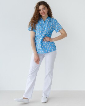 Медицинский костюм с принтом женский Топаз Dentist blue/white 137-324-776 (6613278) Медицинский костюм с принтом женский Топаз Dentist blue/white 137-324-776 (6613278) фото 1
